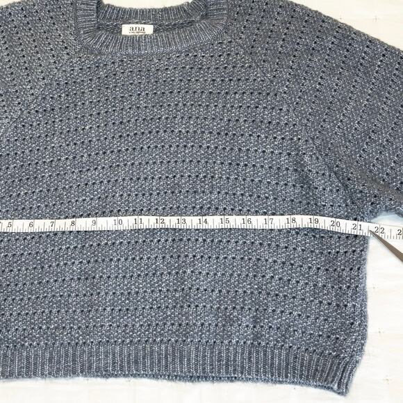 Blue Marled Textured Knit Crop Sweater Women’s M | Long Sleeve Crew Neck - Picture 7 of 9